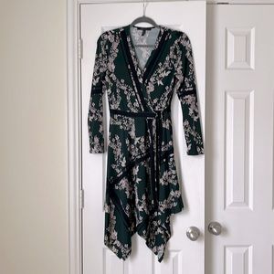 BCBG forest green wrap dress